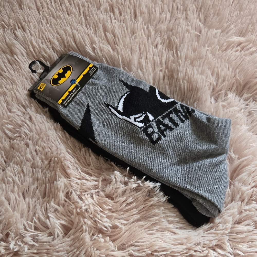 Batman Gray and Black Socks Men's Socks Brand New 6-12 Shoe Size Gray Black